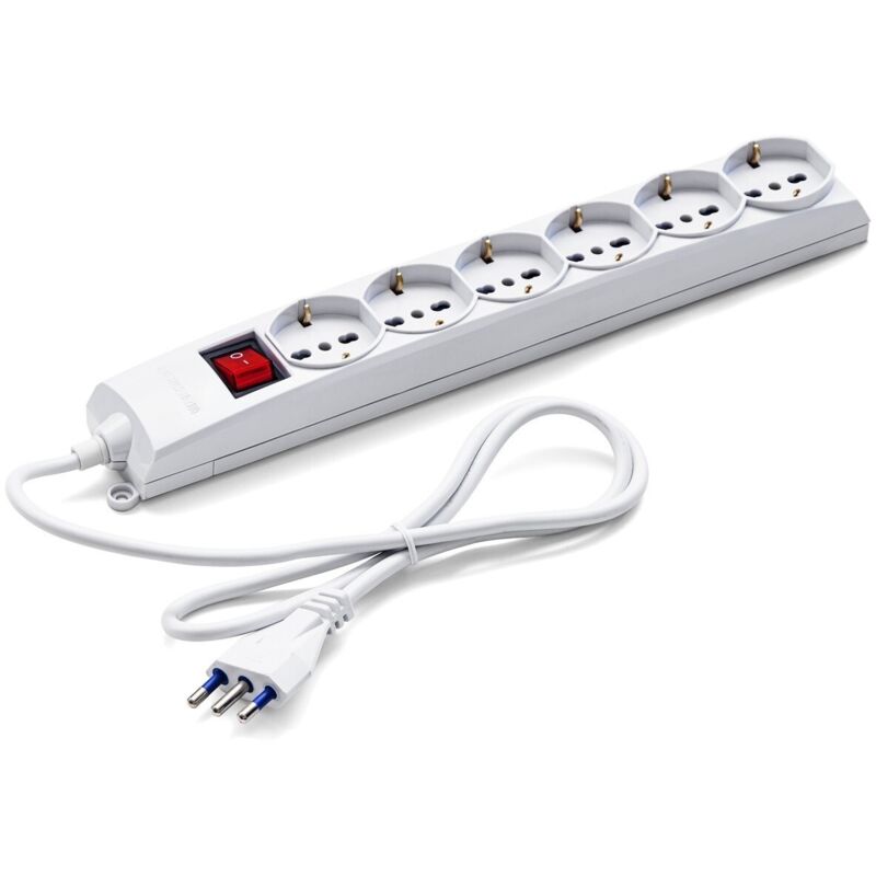 foto del prodotto master multipresa 6 uscite universali schuko bivalenti 1.2m int. cod. 72690 