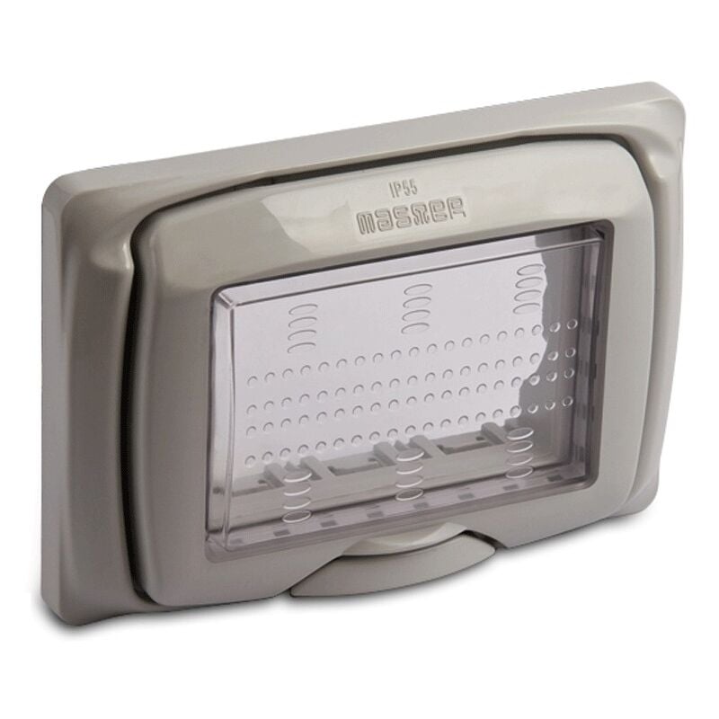 foto del prodotto master placca stagna ip55 3 moduli per modo e mix grigia 43503
