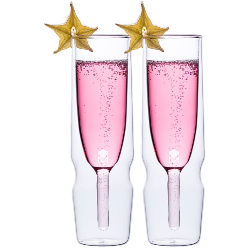 foto del prodotto masterpro foodies mixology - set di 2 bicchieri alti 190ml bicchieri in borosilicato trasparente - resiste agli sbalzi di temperatura - doppio vetro