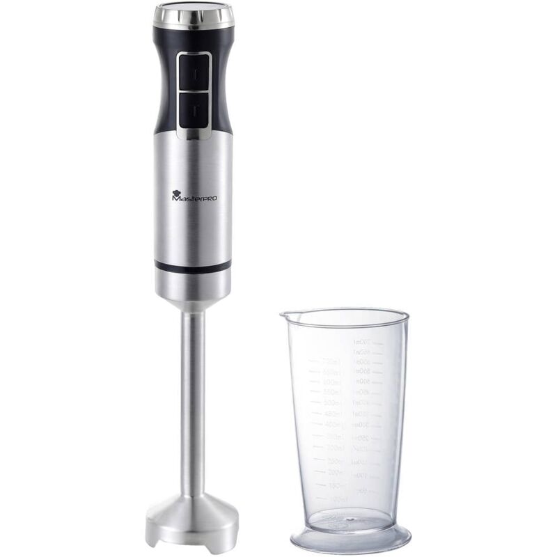 foto del prodotto masterpro frullatore ad immersione 1000 w con misurino nero acciaio inox
