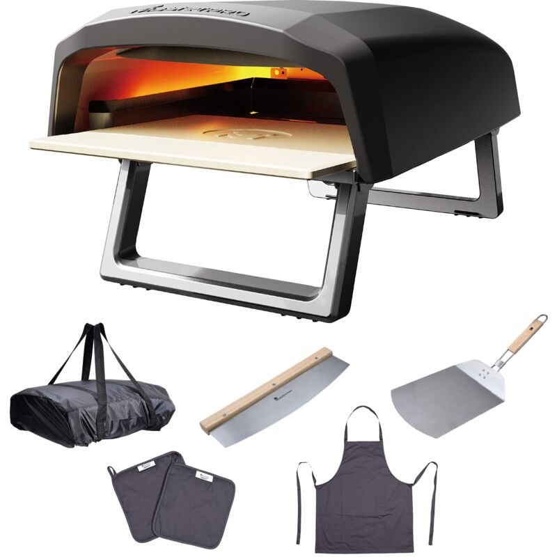 foto del prodotto masterpro pizza oven forno a gas portatile con funzione di cottura rapida fino a 500 c pizze pronte in 60 secondi include grembiule, taglierina e