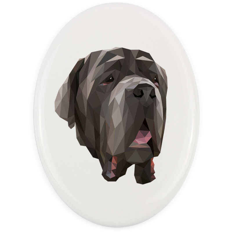 foto del prodotto mastino napoletano, mastino napoletano, mastino napoletano una targa con una foto e una scritta geometrica di art dog