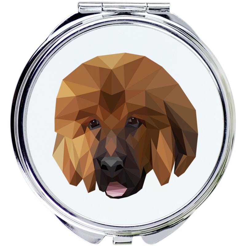 foto del prodotto mastino tibetano, cane tibetano specchio con foto e iscrizione geometrica di art dog