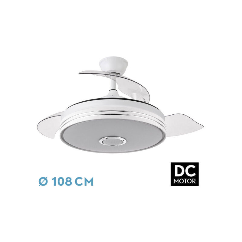 foto del prodotto matanuska ventilatore da soffitto de con luce a led, motore dc, colore bianco, pale retrattili, telecomando, timer, memoria de luce, 3 tonalit e 6