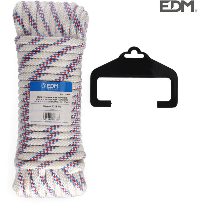 foto del prodotto matassa 15 mt. di drizza in poliestere alta tenacit tricolore. calibro 10 mm edm