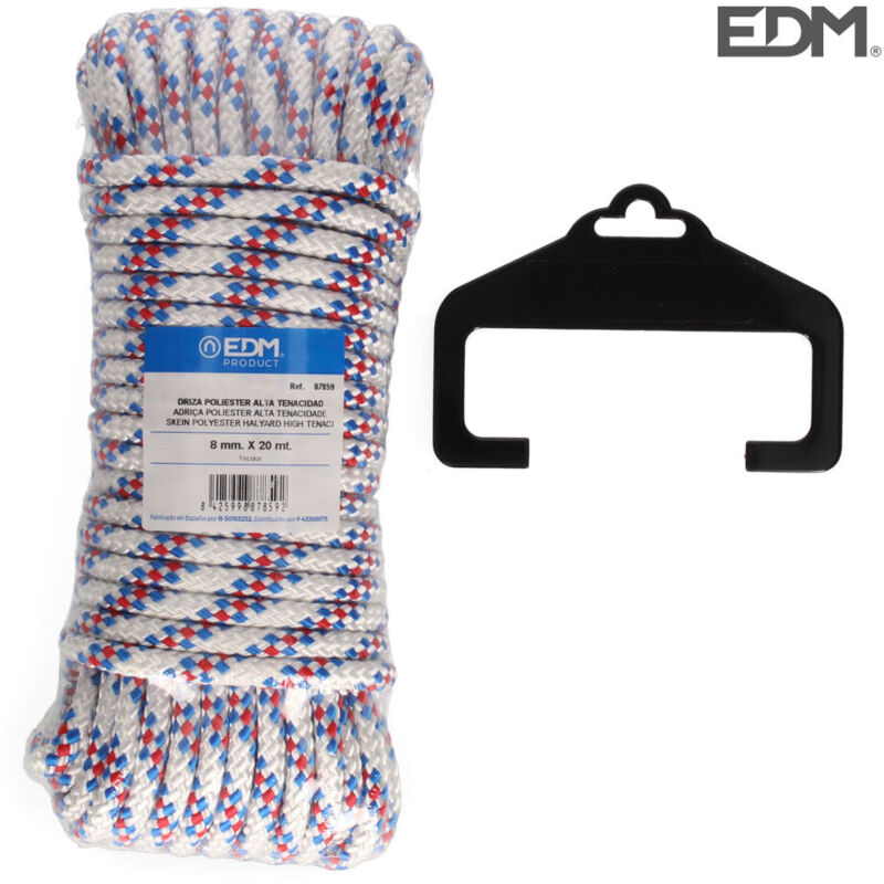 foto del prodotto matassa 20 mt. di drizza in poliestere alta tenacit tricolore. 8 mm di calibro edm