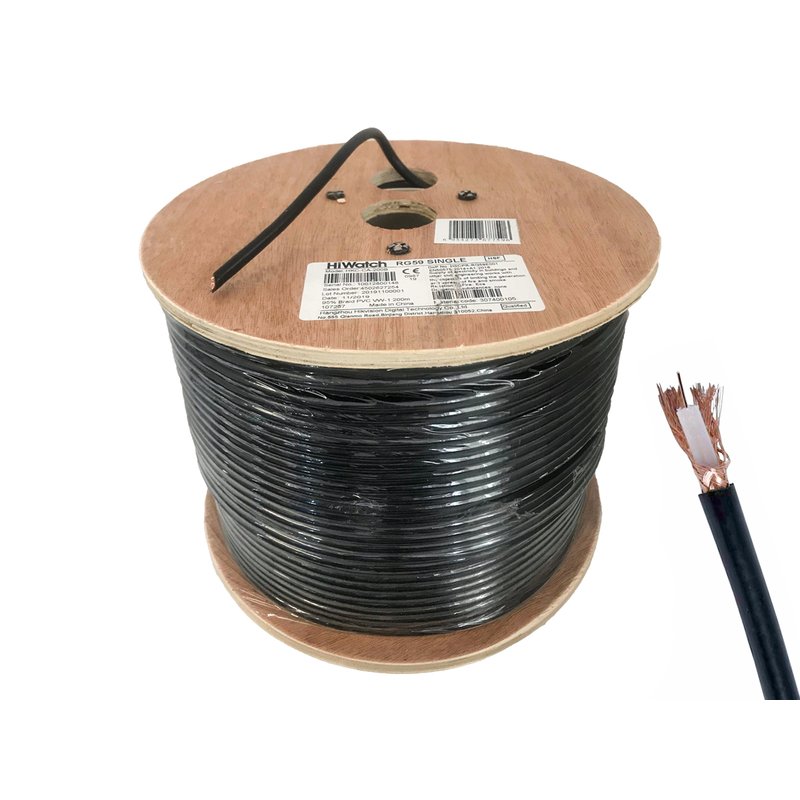 foto del prodotto matassa bobina cavo coassiale video rg59 cable 200 metri per videosorveglianza hikvision hkc ca 200b