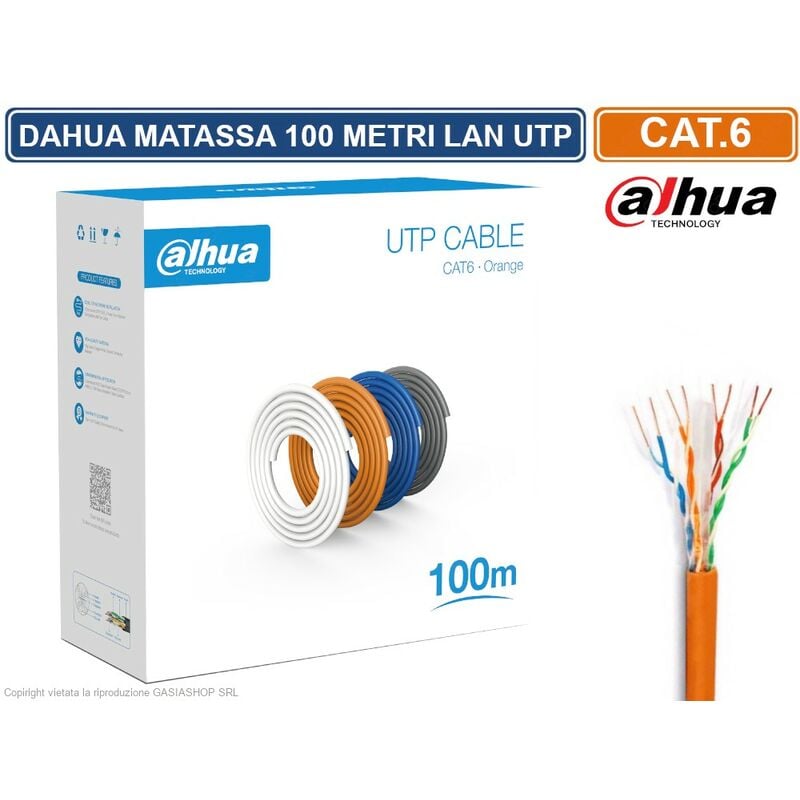 foto del prodotto matassa bobina dahua cavo rete 100 metri ethernet utp cat 6 4x2 awg 24 lan rj45