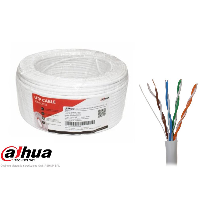 foto del prodotto matassa bobina lan cat 5e cavo ethernet di rete 100 metri telecamere dahua