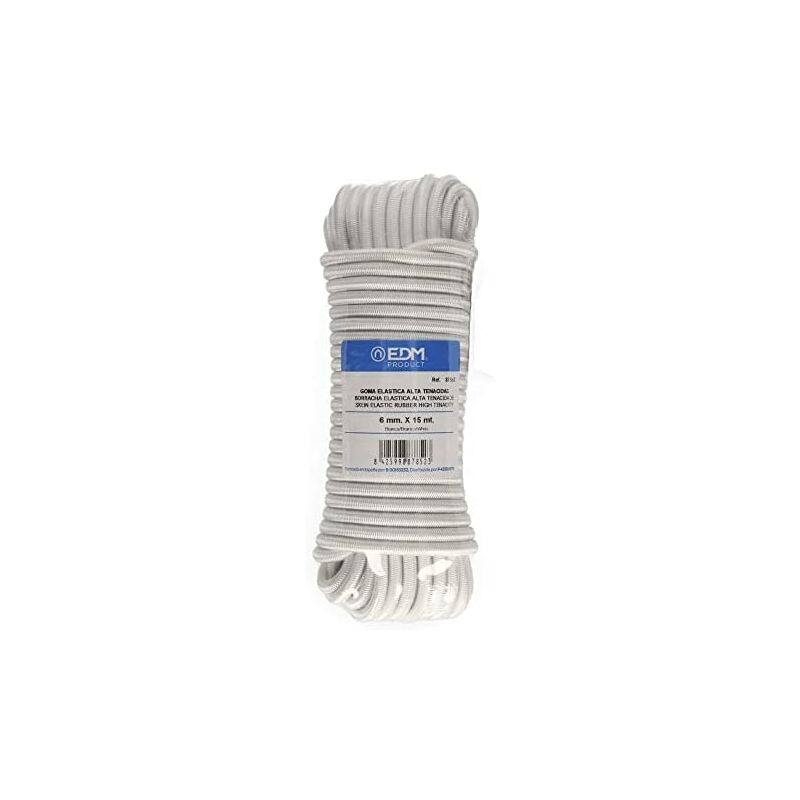 foto del prodotto matassa da 15 metri di gomma elastica bianca ad alta tenacit . calibro 6 mm.