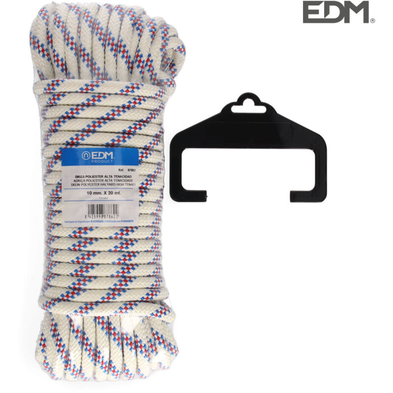 foto del prodotto matassa da 20 mt. di drizza in poliestere alta tenacit tricolore. calibro 10 mm edm