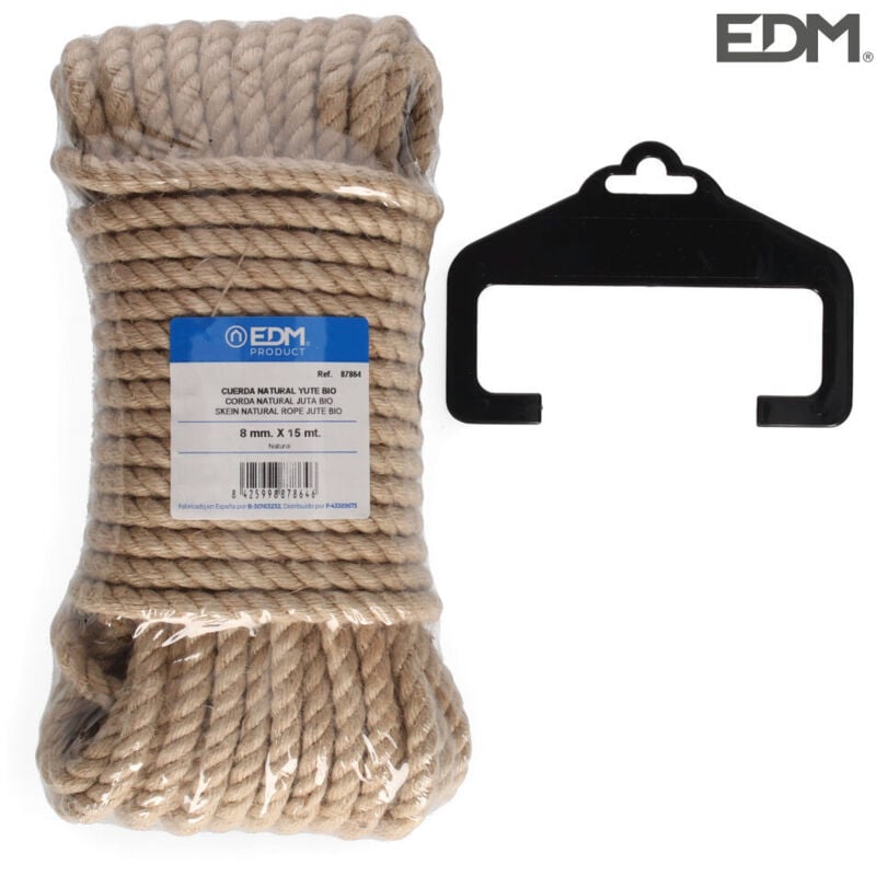 foto del prodotto matassa edm 15 m di corda di iuta naturale naturale 3 strati calibro 8 mm