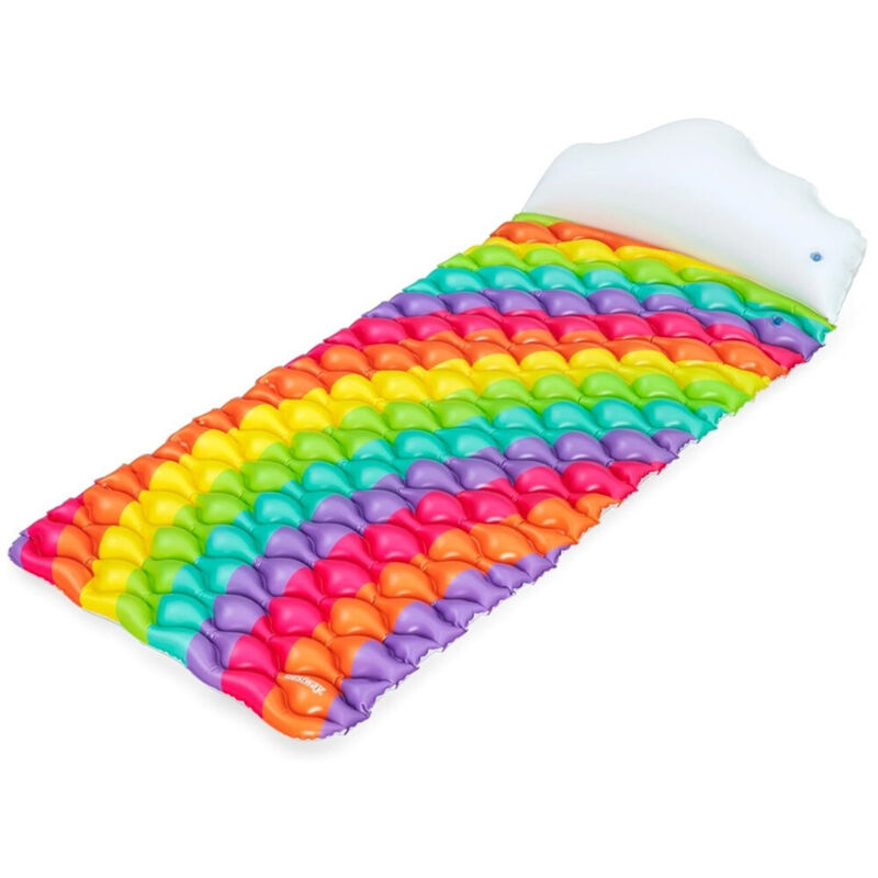 foto del prodotto materassino arrotolabile fashion rainbow dreams arcobaleno con cuscino forma nuvola 44107 trade shop traesio