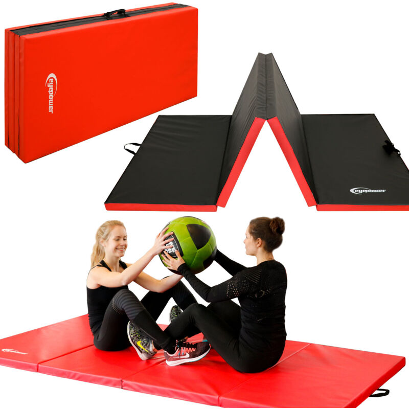 foto del prodotto materassino da sport 220x110x5cm soffice pieghevole rosso nero