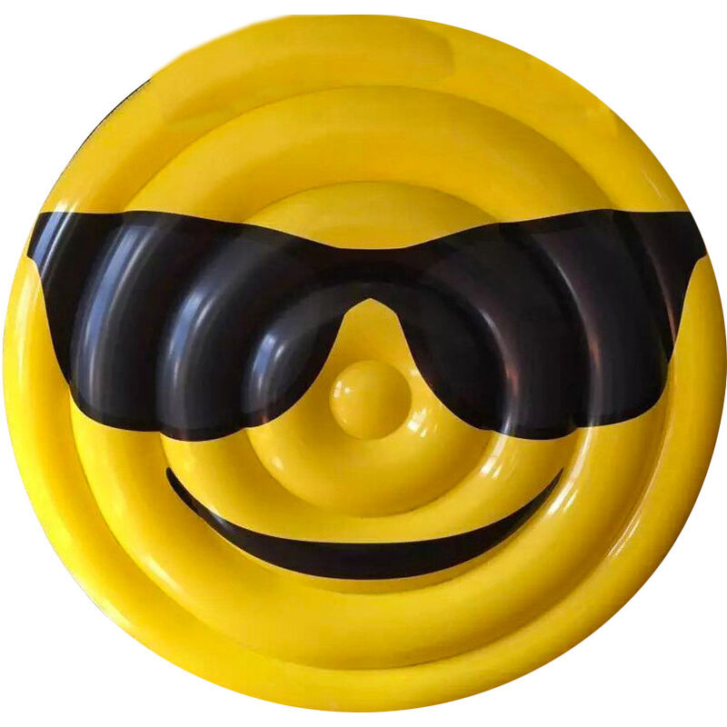 foto del prodotto materassino gonfiabile 150 cm in pvc a forma di emoji ranieri face occhiali giallo