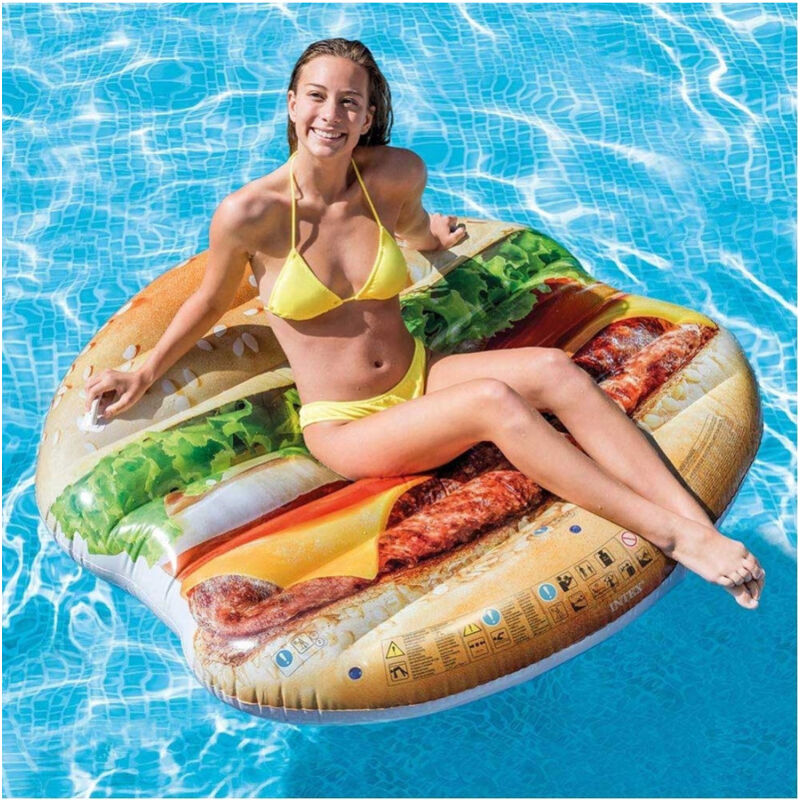 foto del prodotto materassino isola gonfiabile stampa hamburger pvc mare piscina 145 x 142 cm trade shop traesio