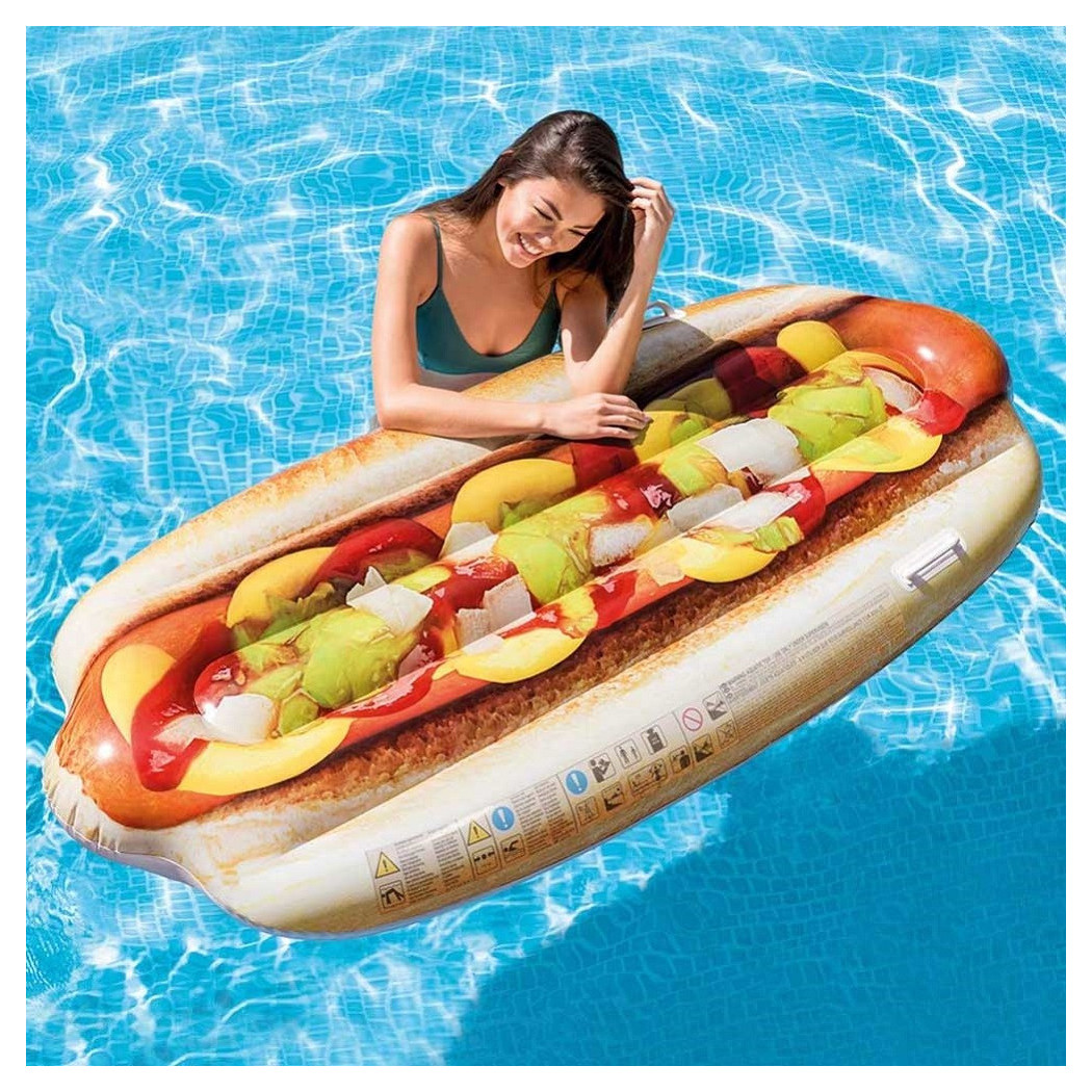 foto del prodotto materassino isola gonfiabile stampa hot dog in pvc mare piscina 108 x 89 cm trade shop traesio
