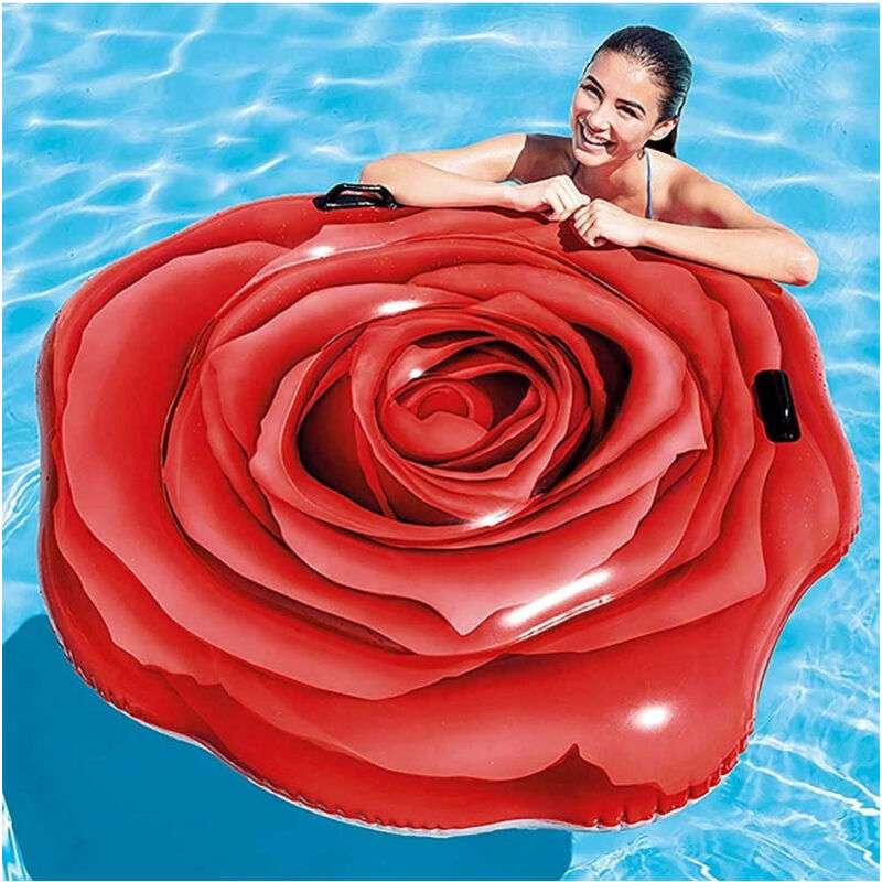 foto del prodotto materassino isola gonfiabile stampa rosa rossa pvc mare piscina 137 x 132 cm trade shop traesio