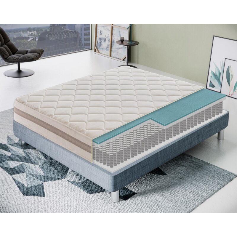 foto del prodotto materasso 120x190 molle insacchettate e memory foam alto 22 cm ortopedico reversibile estate inverno