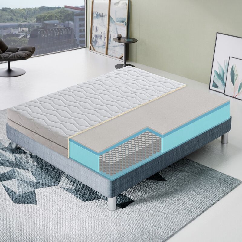 foto del prodotto materasso 180x200 molle insacchettate e memory foam sfoderabile alto 23 cm ortopedico