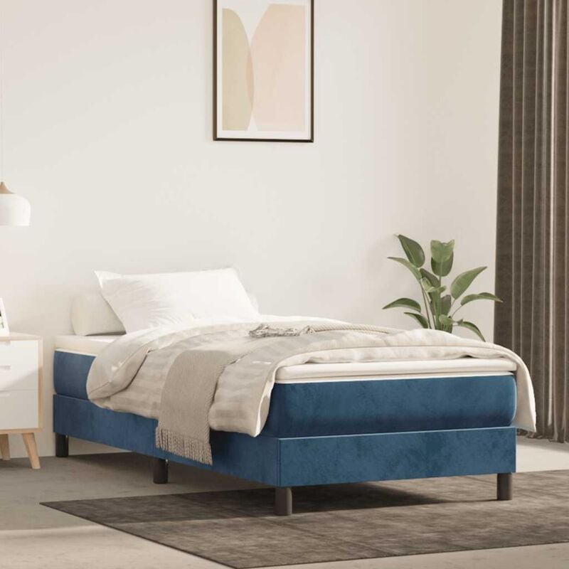 foto del prodotto materasso a molle blu scuro 80x210x20 cm in velluto vidaxl