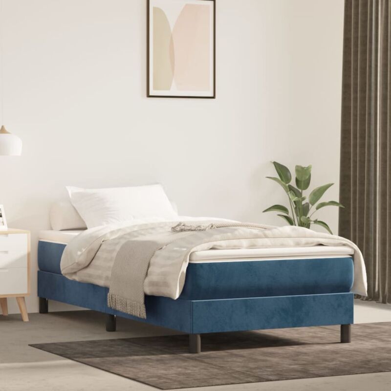 foto del prodotto materasso a molle blu scuro 90x190x20 cm in velluto vidaxl