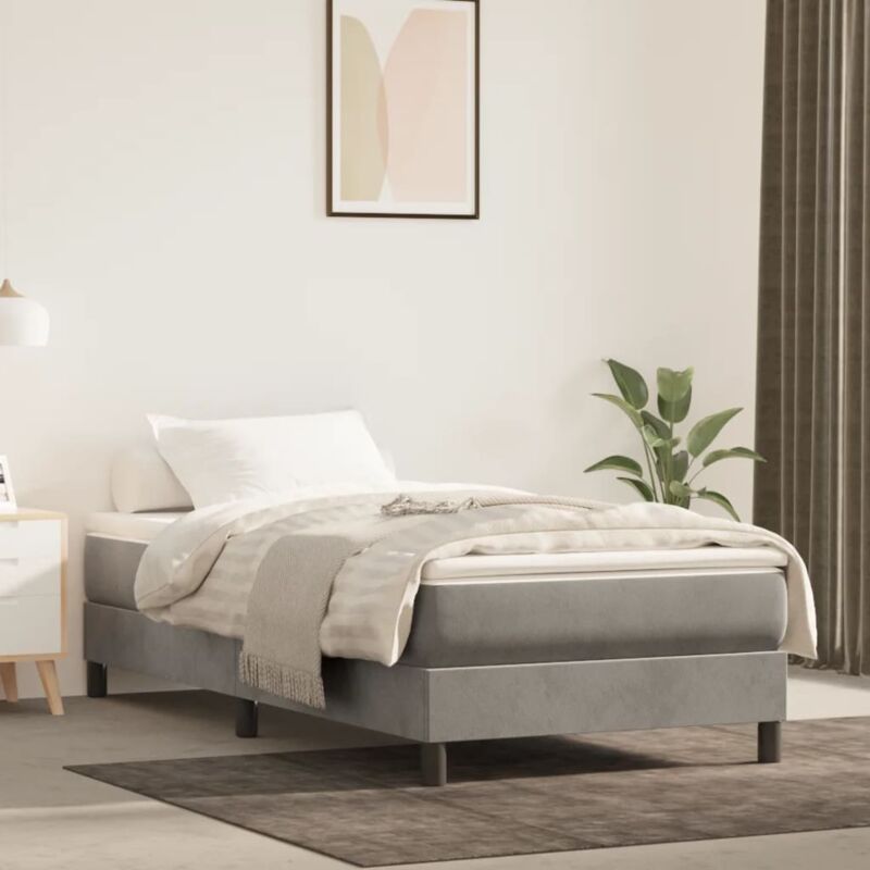 foto del prodotto materasso a molle grigio chiaro 100x200x20 cm in velluto vidaxl