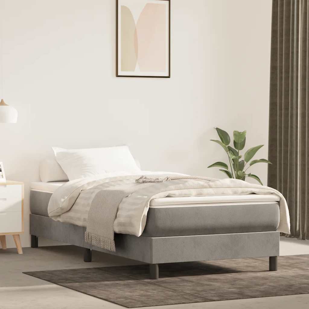 foto del prodotto materasso a molle grigio chiaro 100x210x20 cm in velluto