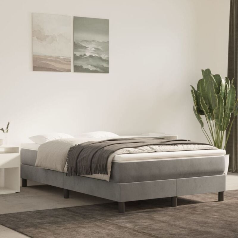 foto del prodotto materasso a molle grigio chiaro 120x200x20 cm in velluto vidaxl