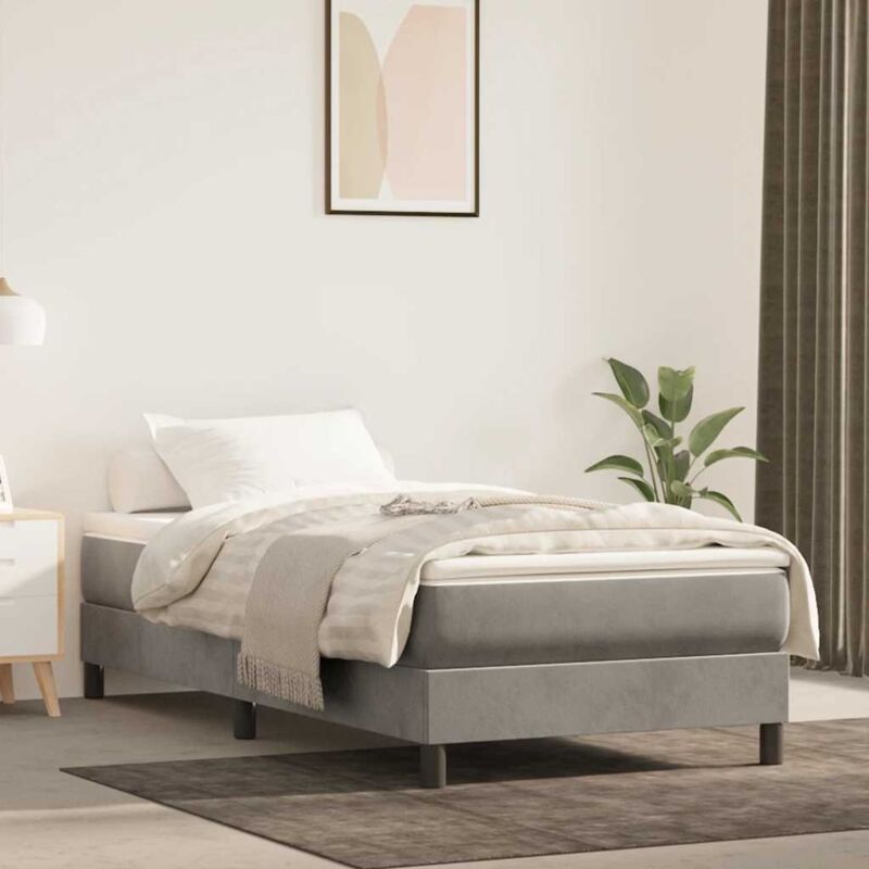 foto del prodotto materasso a molle grigio chiaro 80x210x20 cm in velluto vidaxl