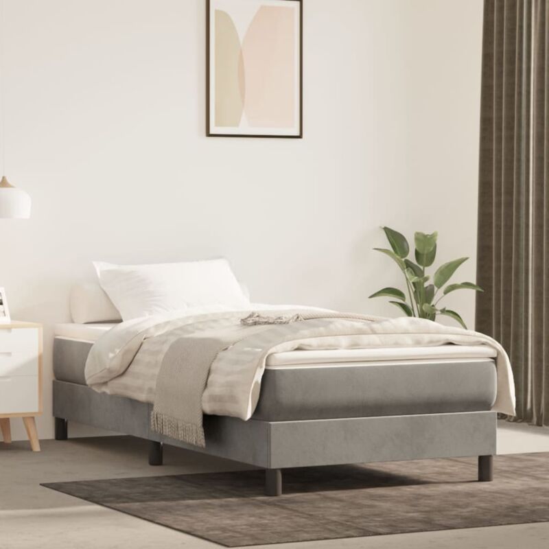 foto del prodotto materasso a molle grigio chiaro 90x200x20 cm in velluto vidaxl