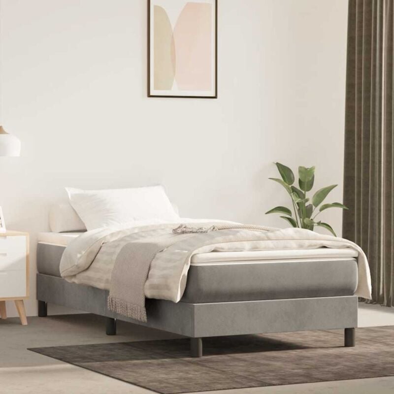foto del prodotto materasso a molle grigio chiaro 90x210x20 cm in velluto vidaxl