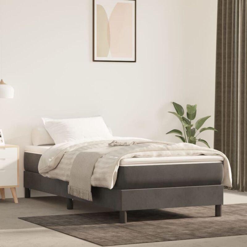 foto del prodotto materasso a molle grigio scuro 100x200x20 cm in velluto vidaxl