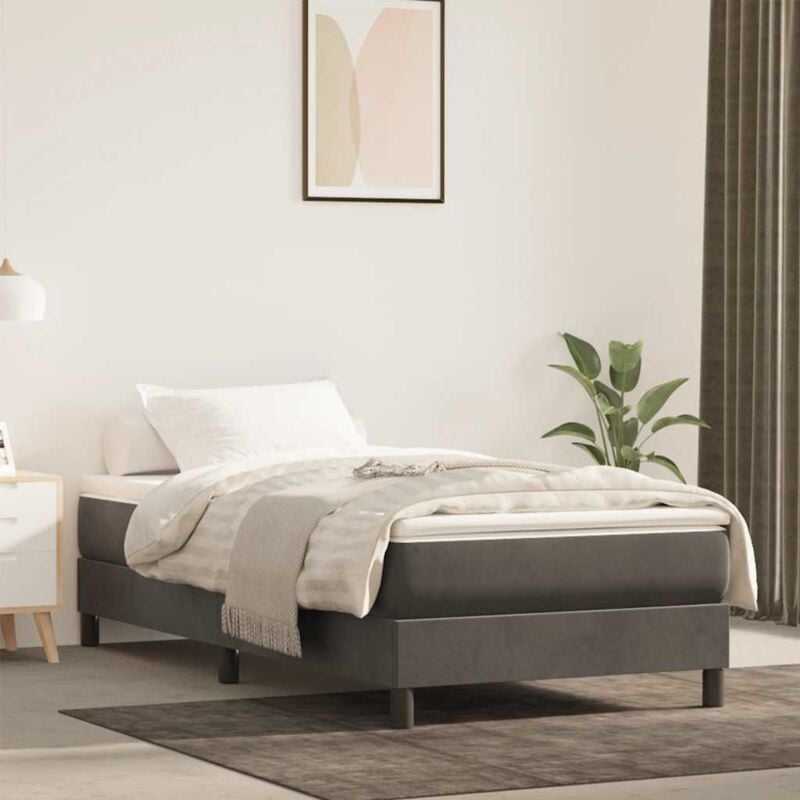 foto del prodotto materasso a molle grigio scuro 80x220x20 cm in velluto vidaxl