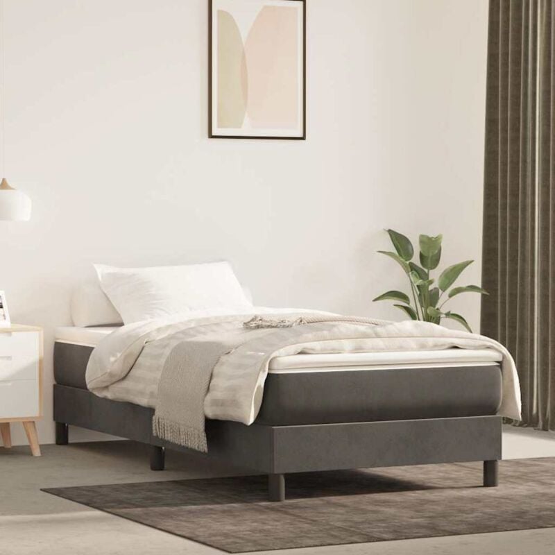 foto del prodotto materasso a molle grigio scuro 90x210x20 cm in velluto vidaxl