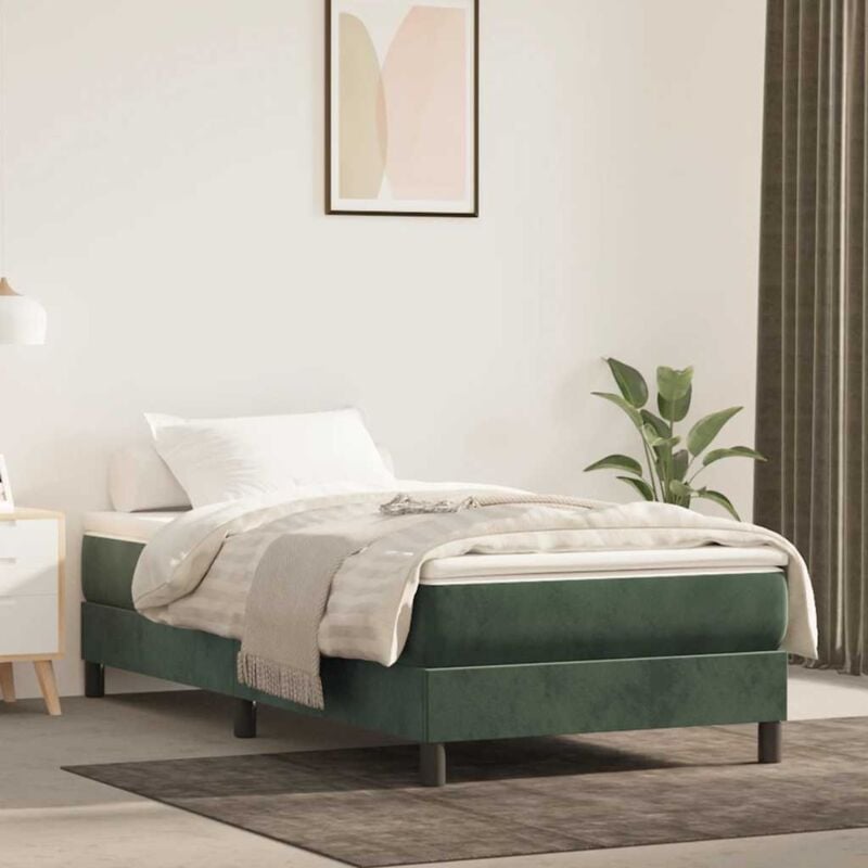 foto del prodotto materasso a molle per bambini verde scuro 80x160 cm in velluto vidaxl