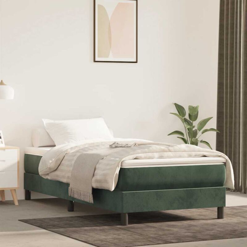 foto del prodotto materasso a molle verde scuro 100x220x20 cm in velluto vidaxl