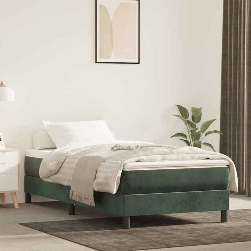 foto del prodotto materasso a molle verde scuro 80x220x20 cm in velluto vidaxl