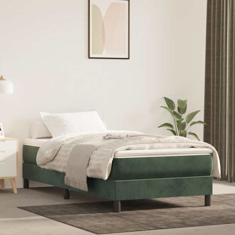 foto del prodotto materasso a molle verde scuro 90x210x20 cm in velluto vidaxl