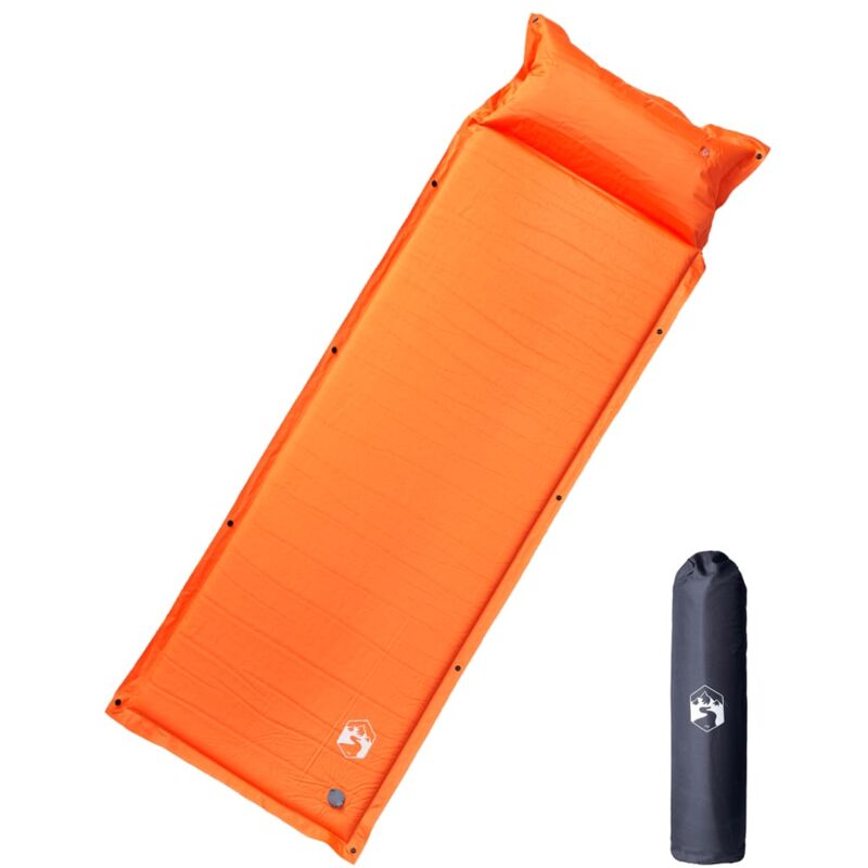foto del prodotto materasso campeggio autogonfiabile cuscini 1 persona arancio vidaxl