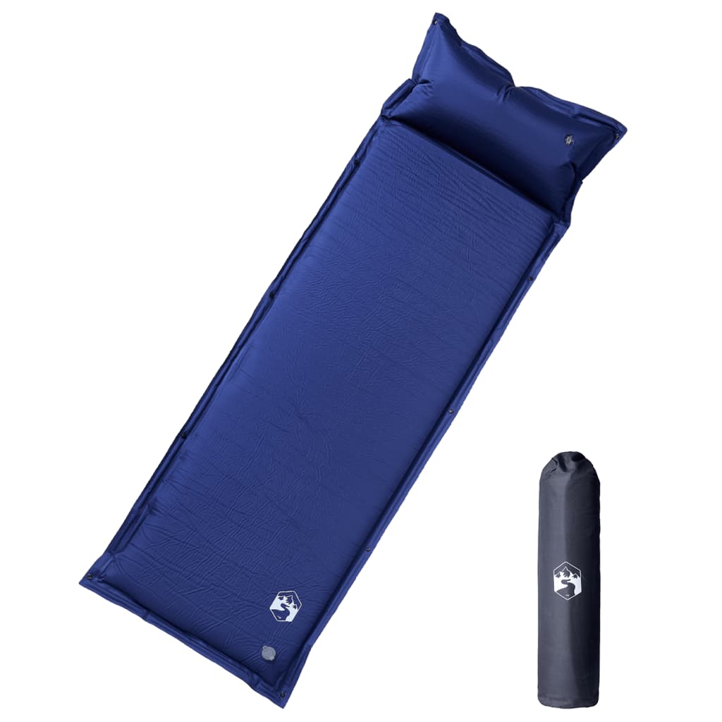 foto del prodotto materasso campeggio autogonfiabile cuscini 1 persona blu marino