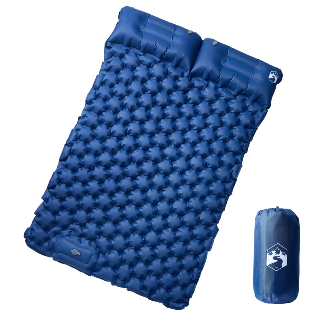 foto del prodotto materasso campeggio autogonfiabile cuscini 2 persone blu marino
