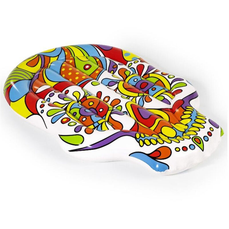 foto del prodotto materasso isola gonfiabile per piscina 193x141 cm design pop skull galleggiante 016157 trade shop traesio