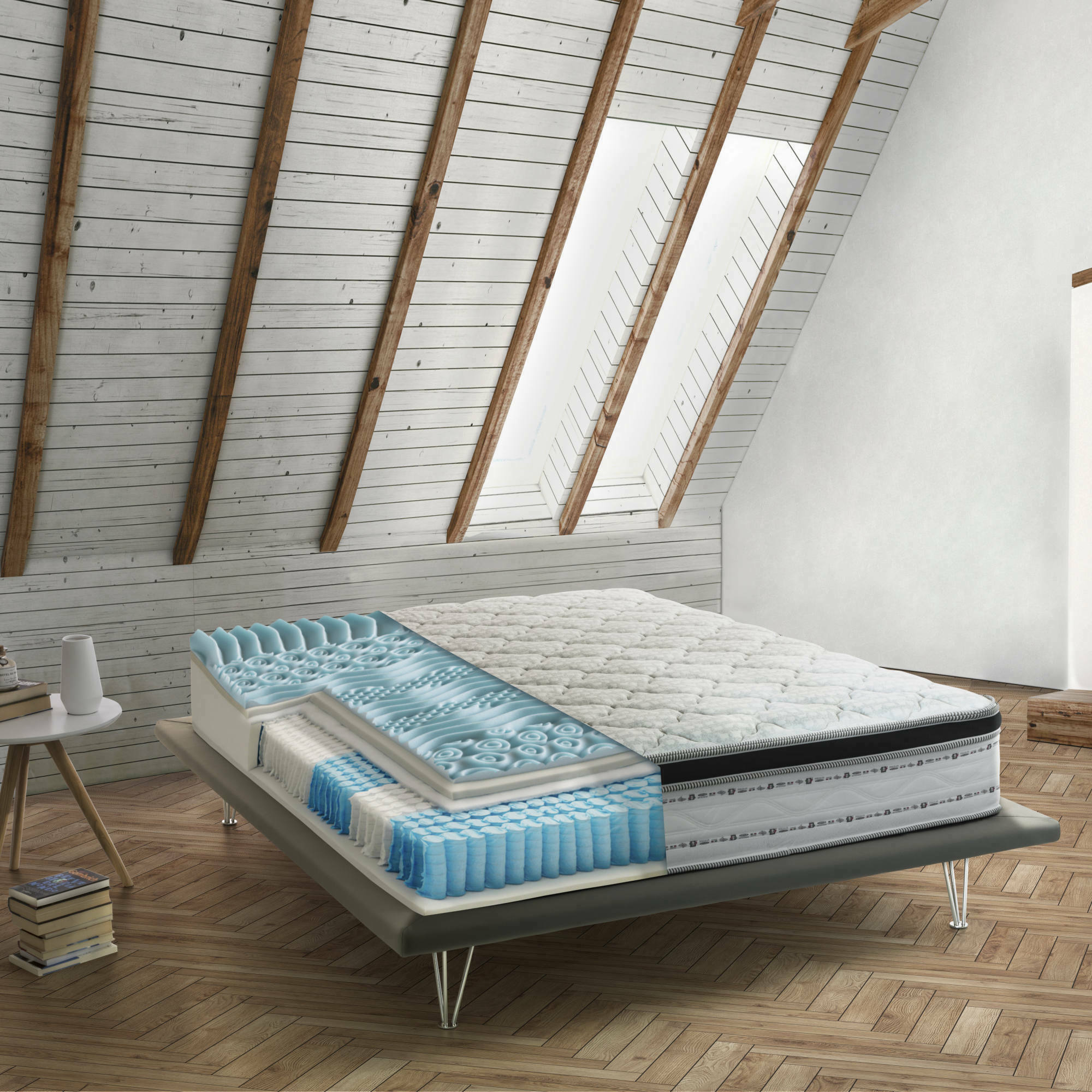 foto del prodotto materasso matrimoniale atir, sfoderabile in memory foam gel e molle insacchettate, 100 made in italy, antiacaro e anallergico, cm 160x190 h27