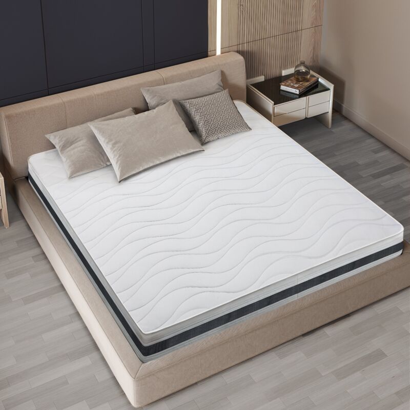 foto del prodotto materasso matrimoniale francese 135 x 190 in waterfoam ipoallergenico altezza 16 cm imbottitura in ovatta e rivestimento in tessuto 3d traspirante,
