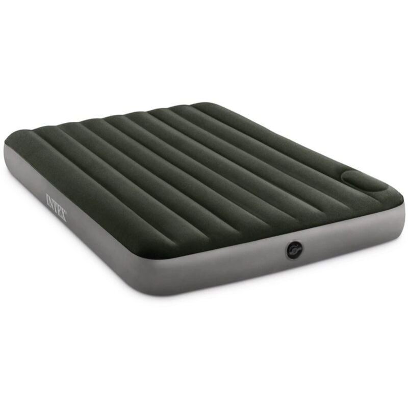 foto del prodotto materasso matrimoniale gonfiabile intex airbed dura beam standard downy colore verde scuro con pompa a pedale, 152x203x25 cm cod. 64763