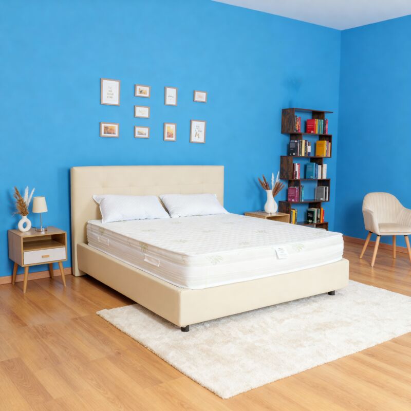 foto del prodotto materasso matrimoniale top air 165x200 alto 25 cm detraibile con 7 zone differenziate rivestimento aloe vera cuscini in omaggio traspirante anti