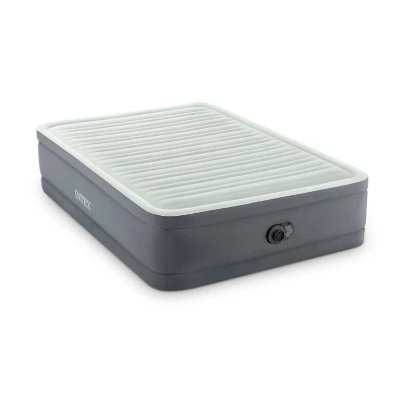 foto del prodotto materasso piazza e mezza autogonfiante intex airbed dura beam premaire i colore grigio chiaro con pompa integrata, 137x191x46 cod. 64904nd