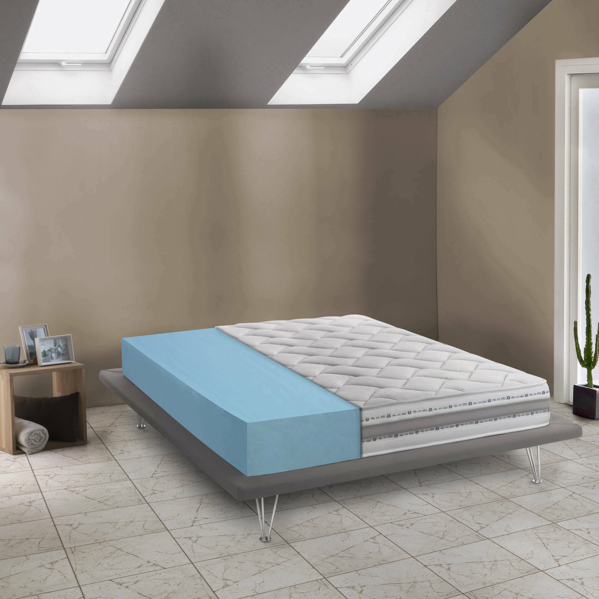 foto del prodotto materasso singolo anselmo, materasso sfoderabile in memory foam e waterfoam, 100 made in italy, antiacaro e anallergico, cm 90x200 h21