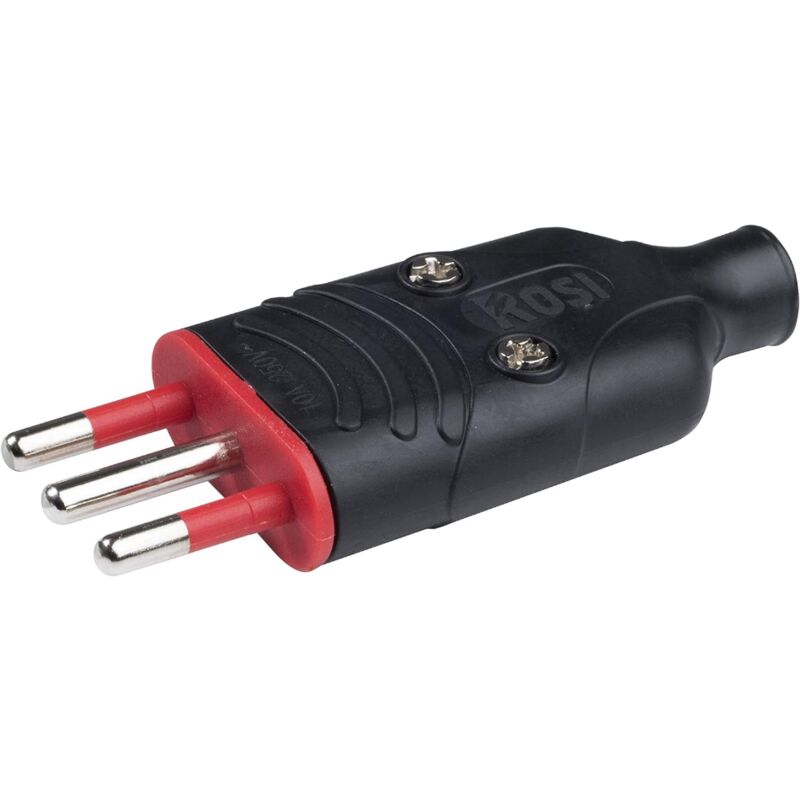 foto del prodotto materiale elettrico spina in gomma antischiacciamento 2p t 10a nera rs78004 rosi
